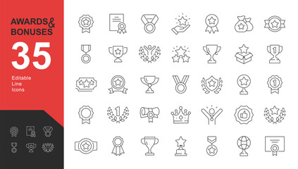 awards_iconsawards and bonuses editable icons set. vector illustration in modern thin line style of 