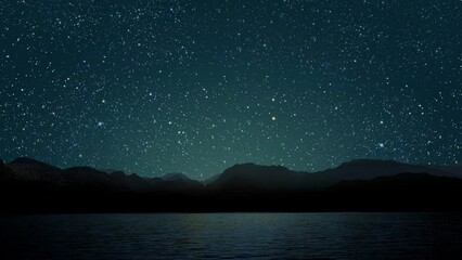 Wall Mural - a night sea with a view of mountains and starry sky