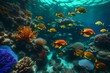 © NUSRAT ART - coral reef with fish wallpaper and background generated by AI