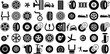 Big Collection Of Tyre Icons Pack Hand-Drawn Isolated Cartoon Symbol Tire, Icon, Tyre, Vehicle Graphic Isolated On Transparent Background