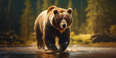 brown bear in water, generative ai