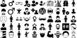 Big Collection Of Male Icons Bundle Black Design Silhouettes Infographic, Silhouette, Symbol, Icon Doodles Vector Illustration