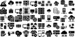 Big Set Of Server Icons Bundle Solid Drawing Pictogram Hosting, Symbol, Icon, Together Glyphs Isolated On White