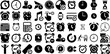 Huge Set Of Clock Icons Pack Hand-Drawn Linear Cartoon Elements Line, Set, Outline, Global Doodle Isolated On White