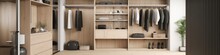 Elevation Of Walk-in Closet Organize Area Home Interior Design, Image Ai Generate
