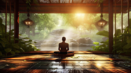 Poster - nature wellness spiritual zen meditation - by generative ai