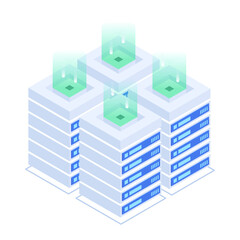 Poster - Pack of Database Isometric Icons 

