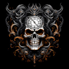 Wall Mural - skull tattoo design dark art illustration isolated on black background