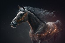 Horse Floating In Starry Outer Space, Generative AI
