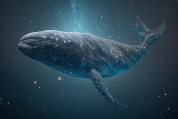  whale floating in starry outer space, Generative AI