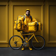 © DALU11 - Delivery man with a bicycle. Generative AI.