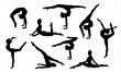 © Anastasia - silhouettes of gymnastic poses black silhouette of asport women gymnastics girl silhouette Gymnast girl silhouette isolated