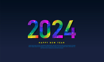 2024 Happy New Year colorful gradient design. Template design for poster, banner, web. Vector illustration