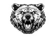 Bear growling head logotype vector engraving style illustration