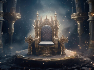 Sticker - Decorated empty throne hall. Throne in space.