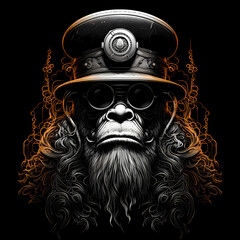 Poster - gorilla wearing steampunk hat and google glasses