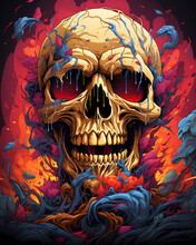 Day Of The Dead Skull Muertos Illustration