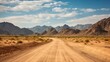 © Alona - Arabian Adventure: Exploring the Beautiful and Barren Hajar Mountains on a Dirt Road in Dubai, UAE with Blue Skies and Bright Clouds: Generative AI