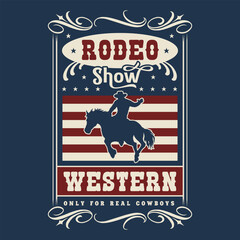 Wall Mural - Rodeo show vintage flyer colorful