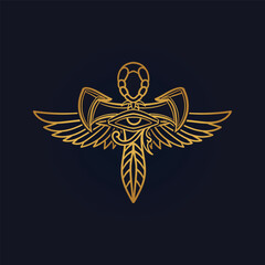 Ankh Sun God Ra Egyptian wings