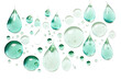 canvas print picture - a vivid collage of mint green and seafoam blue droplets abstract shape, generative ai