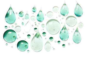 a vivid collage of mint green and seafoam blue droplets abstract shape, generative ai