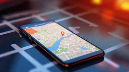 Poster - smartphone with gps navigator generative ai