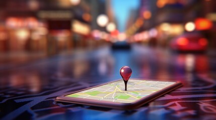 Poster - smartphone with gps navigator generative ai