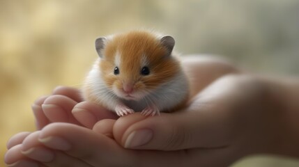 Wall Mural - hamster in the hand