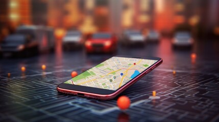 Poster - smartphone with gps navigator generative ai