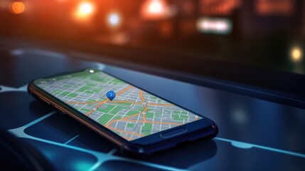 Poster - smartphone with gps navigator generative ai