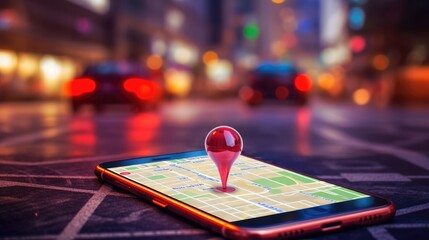 Poster - smartphone with gps navigator generative ai