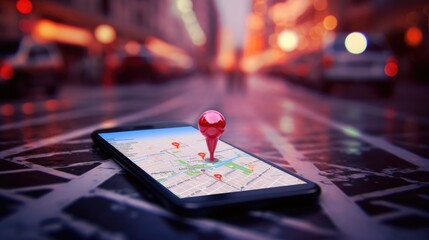 Poster - smartphone with gps navigator generative ai