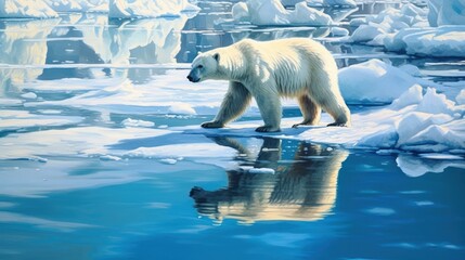 Wall Mural - polar bear on ice