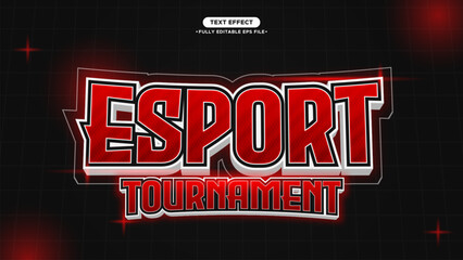 Poster - gaming esport vector text effect with shiny and glow red color style