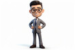 © ink drop - Portrait of a happy businessman in a 3d cartoon style