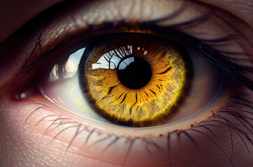 Yellow Female Eye Elegant Glamour Makeup Background Generative AI