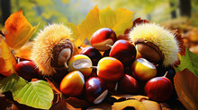 Chestnuts, Bright Color. Generative Ai