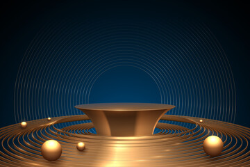 Wall Mural - golden circle stage on blue baclground