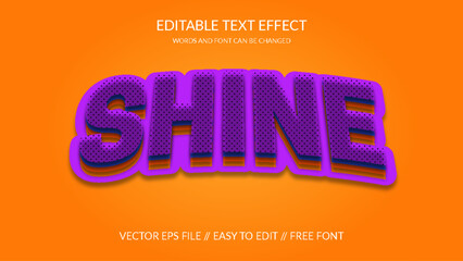Wall Mural - Shine 3D Vector Eps Editable Text Effect Template Design