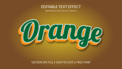 Wall Mural - Orange 3D Vector Eps Editable Text Effect Template Design