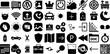 Massive Collection Of Icon Icons Pack Hand-Drawn Solid Design Pictograms Tool, Biker, Engineering, Patio Pictogram Vector Illustration