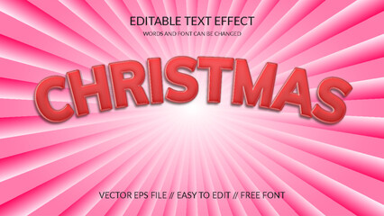 Wall Mural - Christmas 3D Vector Eps Editable Text Effect Template Design