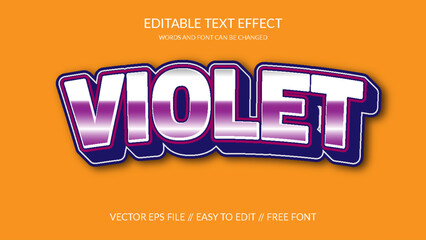 Wall Mural - Violet 3D Vector Eps Editable Text Effect Template Design