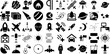 Mega Set Of Space Icons Bundle Isolated Cartoon Glyphs Icon, Spaceship, Plan, Orange Silhouettes Isolated On Transparent Background
