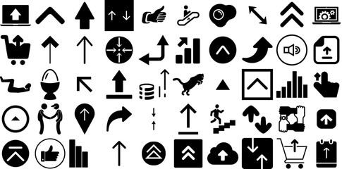 Poster - Big Collection Of Up Icons Collection Linear Simple Web Icon Finance, Icon, Symbol, Yes Silhouettes Isolated On White Background