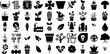 Huge Set Of Plant Icons Pack Hand-Drawn Solid Modern Symbols Global, Sweet, Contamination, Set Doodle Isolated On White Background