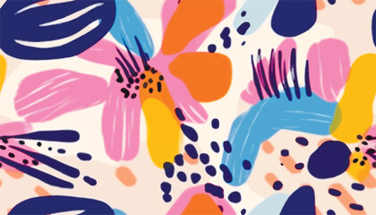 Modern colorful patterns. Hand drawn trendy abstract illustrations. Creative collage seamless patterns.