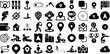 Massive Set Of Position Icons Set Isolated Drawing Signs Route, Man, Icon, Position Silhouette Isolated On Transparent Background