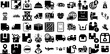 Mega Collection Of Delivery Icons Bundle Hand-Drawn Isolated Modern Silhouette Global, Carousel, Rapid, Set Pictograph Isolated On Transparent Background